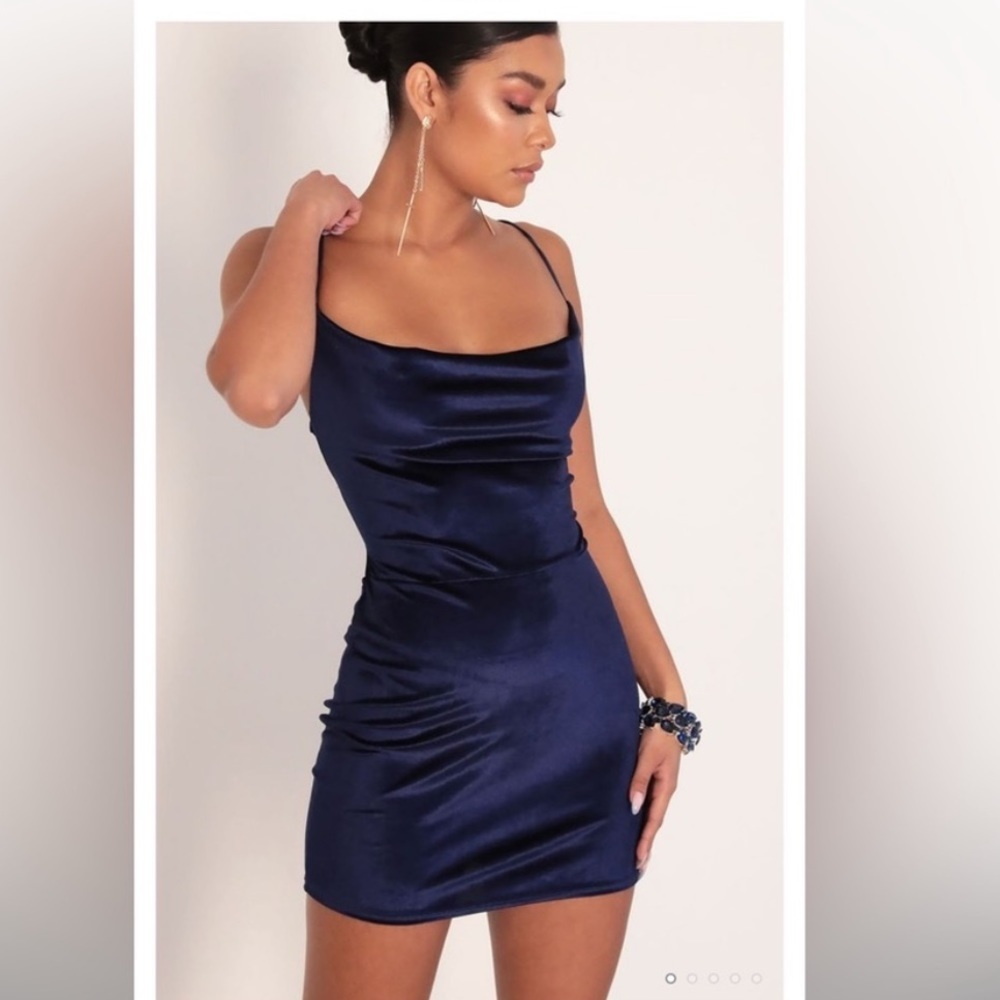 Lucy in the Sky Midnight Blue Satin Mini Dress